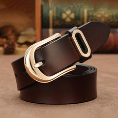 Men's Business Casual Leather Belt with Pin Buckle for Jeans Pants