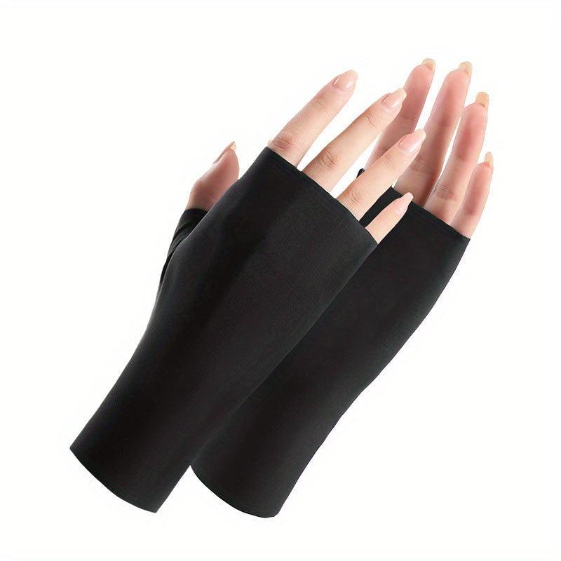 Women's Fingerless Ice Gloves Sun Protection Driving Cycling Short Mittens