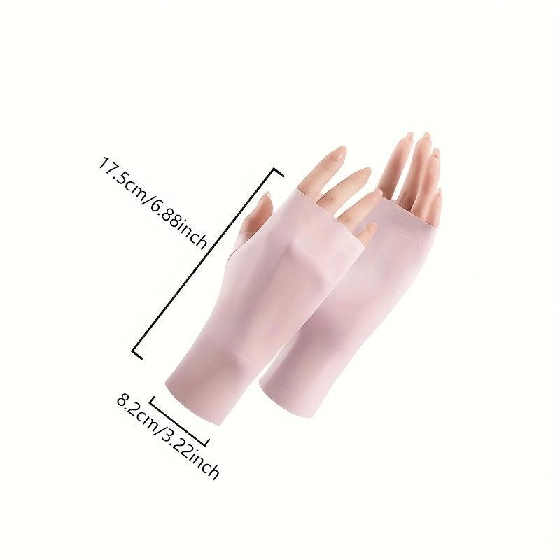 Women's Fingerless Ice Gloves Sun Protection Driving Cycling Short Mittens