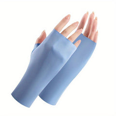 Women's Fingerless Ice Gloves Sun Protection Driving Cycling Short Mittens