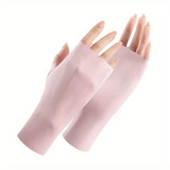 Women's Fingerless Ice Gloves Sun Protection Driving Cycling Short Mittens