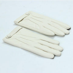Women's Winter PU Leather Gloves with Buttons - Warm Mittens