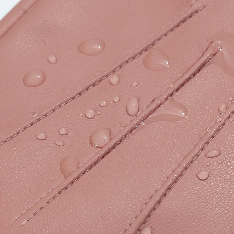 Women's Winter PU Leather Gloves with Buttons - Warm Mittens