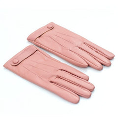 Women's Winter PU Leather Gloves with Buttons - Warm Mittens
