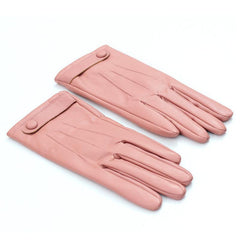 Women's Winter PU Leather Gloves with Buttons - Warm Mittens