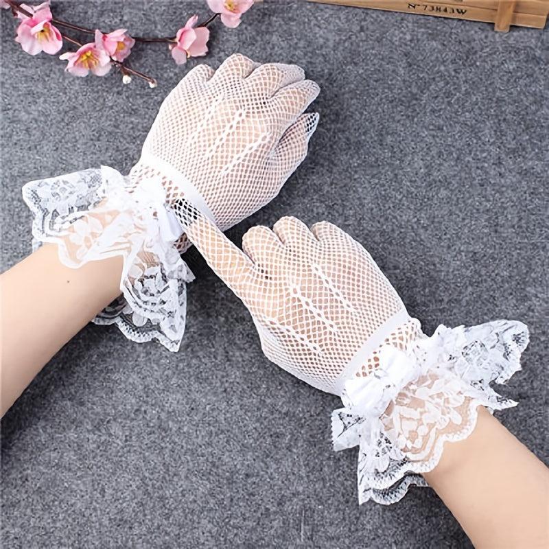 Ultra Thin Lace Gloves Sun Protection Perspective Bride Wedding Gloves