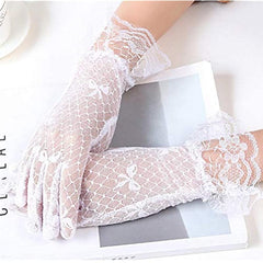 Short Lace Gloves Breathable Floral Wedding Bridal Gloves
