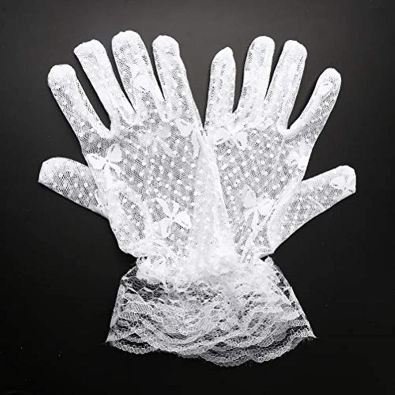 Short Lace Gloves Breathable Floral Wedding Bridal Gloves