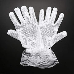 Short Lace Gloves Breathable Floral Wedding Bridal Gloves