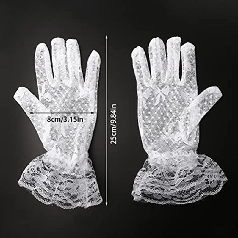 Short Lace Gloves Breathable Floral Wedding Bridal Gloves