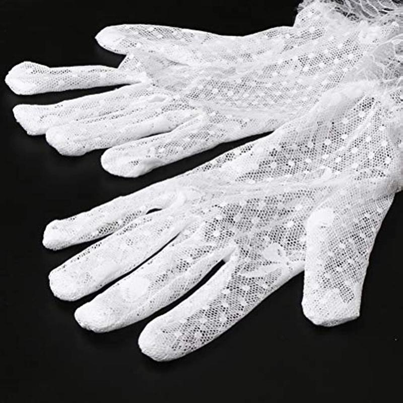 Short Lace Gloves Breathable Floral Wedding Bridal Gloves