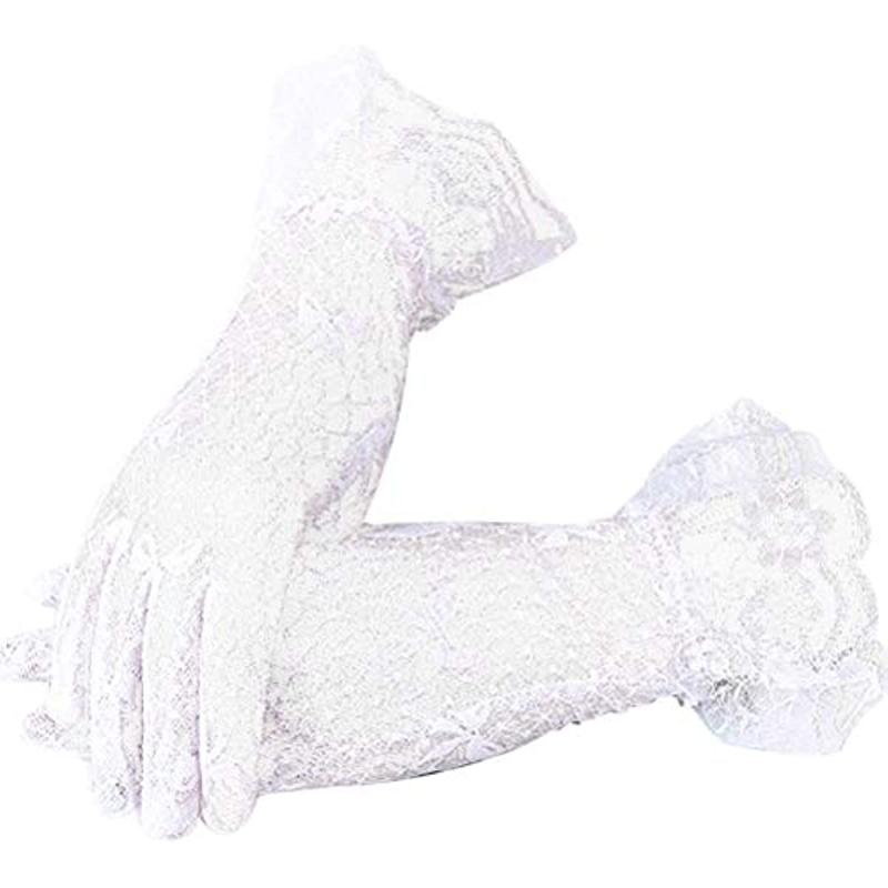 Short Lace Gloves Breathable Floral Wedding Bridal Gloves