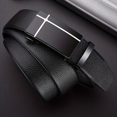 Men's PU Leather Business Belt Automatic Buckle Belts