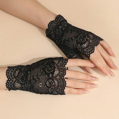 Lace Short Gloves Floral Fingerless Gloves Women Decorative Dress Gloves