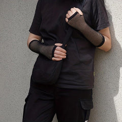Y2K Candy Fishnet Gloves Sleeves Fingerless Hip Hop Elastic Dress Glo