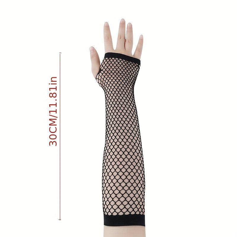 Y2K Candy Fishnet Gloves Sleeves Fingerless Hip Hop Elastic Dress Glo