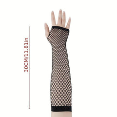 Y2K Candy Fishnet Gloves Sleeves Fingerless Hip Hop Elastic Dress Glo