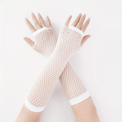 Y2K Candy Fishnet Gloves Sleeves Fingerless Hip Hop Elastic Dress Glo