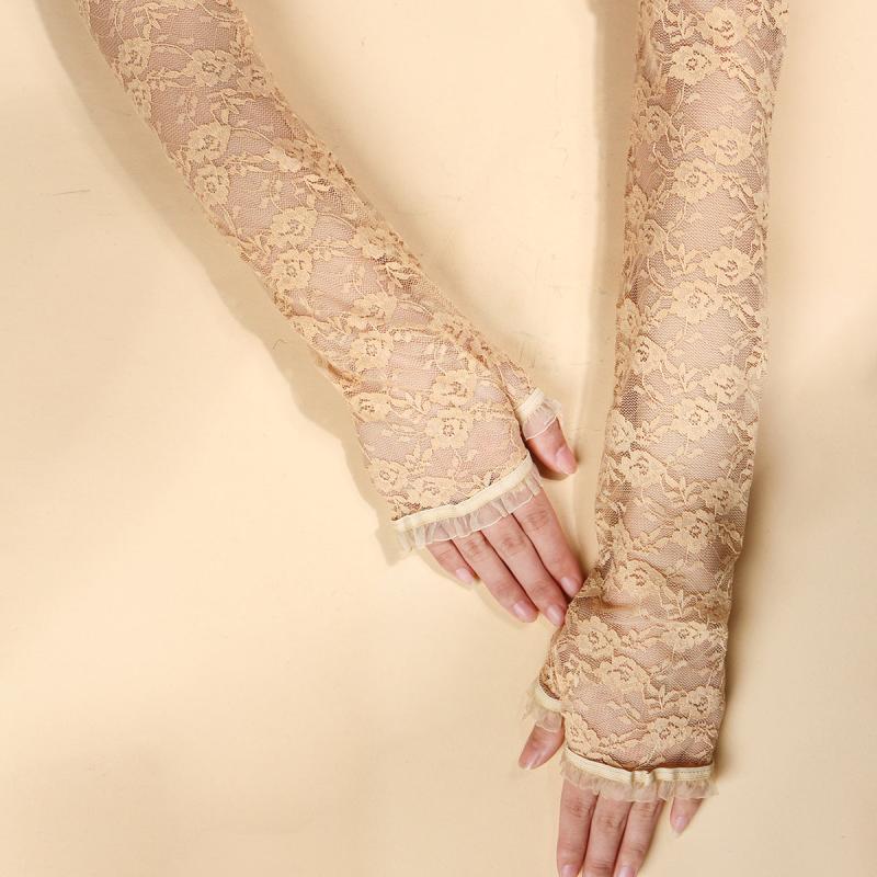 Lace Fingerless Gloves Long Arm Warmers