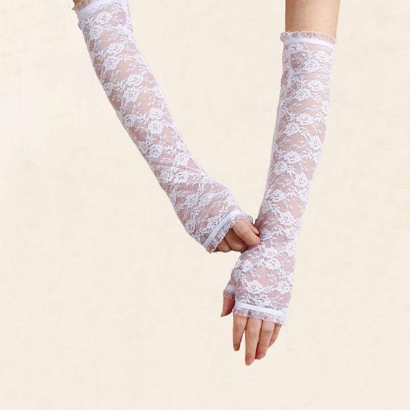 Lace Fingerless Gloves Long Arm Warmers