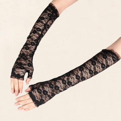 Lace Fingerless Gloves Long Arm Warmers