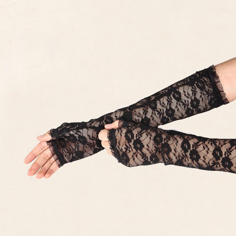 Lace Fingerless Gloves Long Arm Warmers