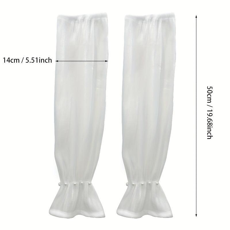 Faux Pearl Decor Gloves Ruffles Elastic Fingerless Sunscreen Long Gloves