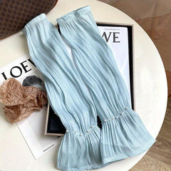 Faux Pearl Decor Gloves Ruffles Elastic Fingerless Sunscreen Long Gloves