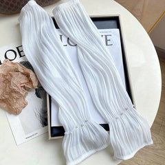 Faux Pearl Decor Gloves Ruffles Elastic Fingerless Sunscreen Long Gloves