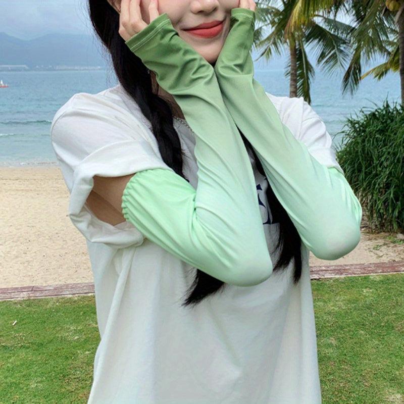Gradient Ice Sleeves UV Protection Long Sleeves Gloves For Women