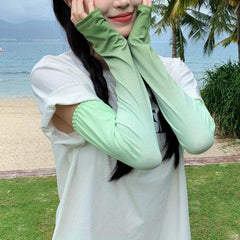 Gradient Ice Sleeves UV Protection Long Sleeves Gloves For Women