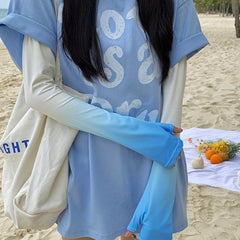 Gradient Ice Sleeves UV Protection Long Sleeves Gloves For Women