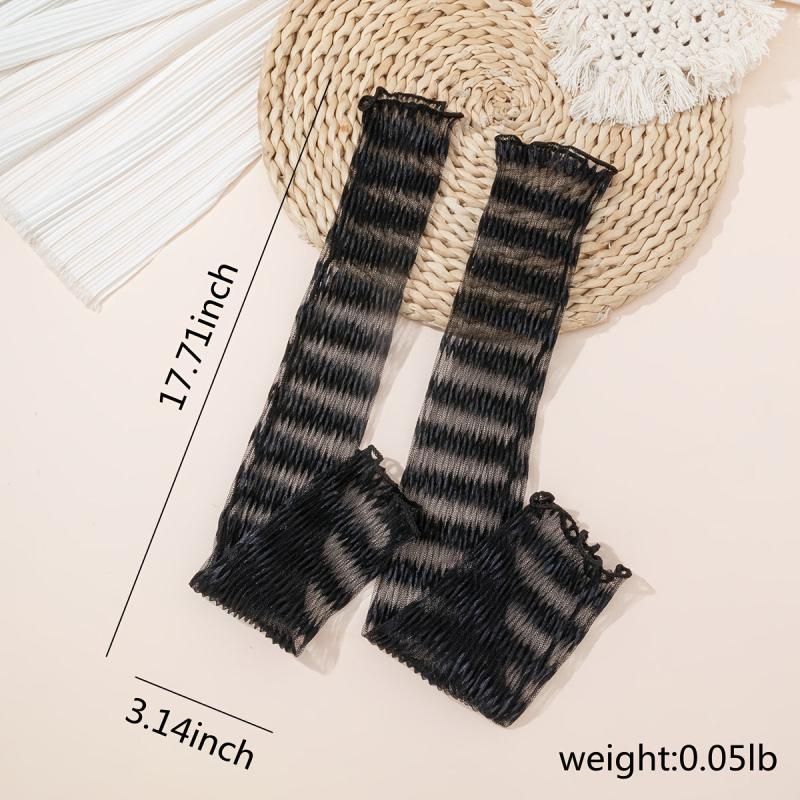 Wavy Long Lace Gloves for Women Party Prom Solid Thin Gloves