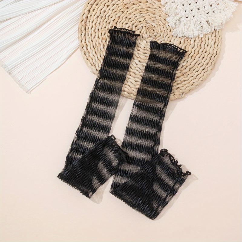 Wavy Long Lace Gloves for Women Party Prom Solid Thin Gloves