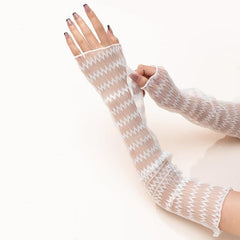 Wavy Long Lace Gloves for Women Party Prom Solid Thin Gloves