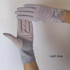 Polka Dot Lace Gloves Flower Embroidery Breathable Touch Screen Gloves
