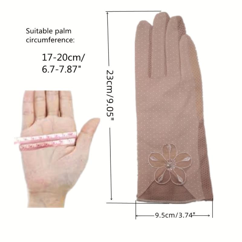 Polka Dot Lace Gloves Flower Embroidery Breathable Touch Screen Gloves