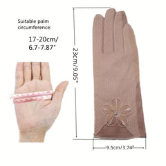 Polka Dot Lace Gloves Flower Embroidery Breathable Touch Screen Gloves