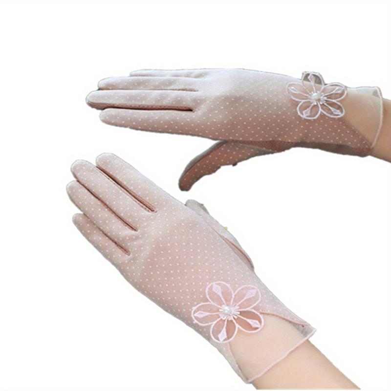 Polka Dot Lace Gloves Flower Embroidery Breathable Touch Screen Gloves