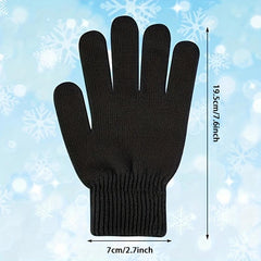 6 Pairs Warm Fleece Lined Knit Winter Gloves Full Fingers Stretch Gloves