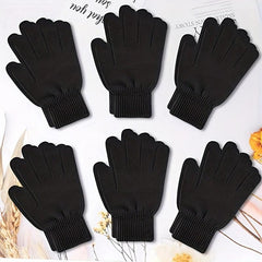 6 Pairs Warm Fleece Lined Knit Winter Gloves Full Fingers Stretch Gloves