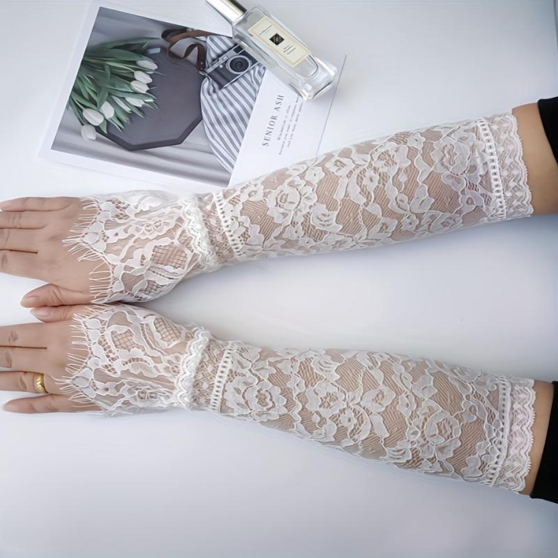 Lace Fingerless Gloves for Women Bridal Wedding Dress
