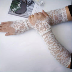 Lace Fingerless Gloves for Women Bridal Wedding Dress