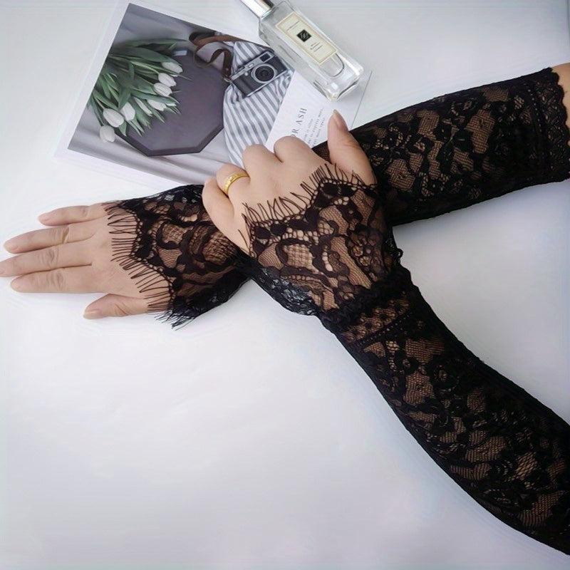Lace Fingerless Gloves for Women Bridal Wedding Dress
