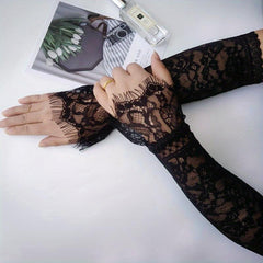 Lace Fingerless Gloves for Women Bridal Wedding Dress