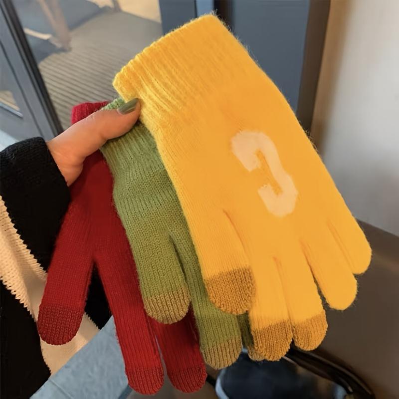 Winter Touch Screen Gloves Thick Knitted Woolen Warm Riding Gloves