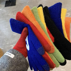 Winter Touch Screen Gloves Thick Knitted Woolen Warm Riding Gloves