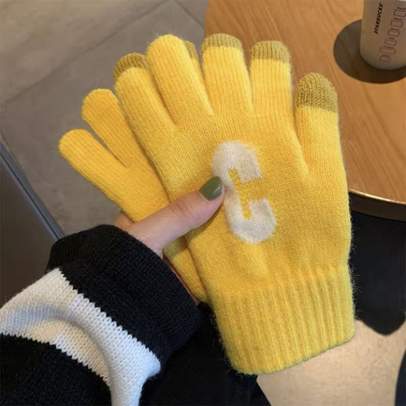 Winter Touch Screen Gloves Thick Knitted Woolen Warm Riding Gloves