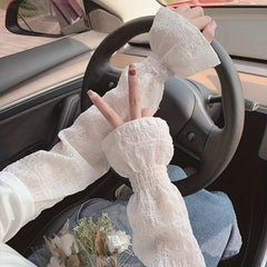 Lace Loose Long Gloves Crinkle Breathable Decorative Outdoor Sunscreen