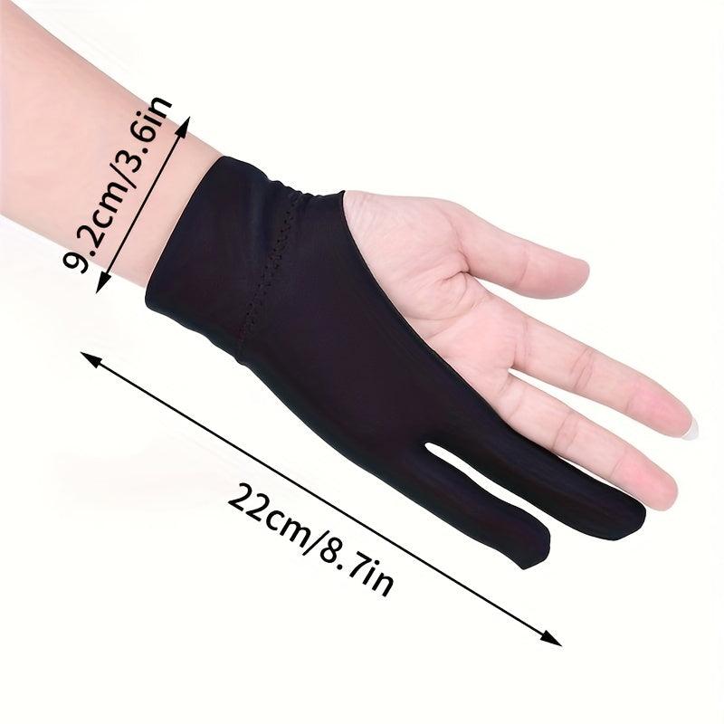 Drawing Gloves for Women & Men Two Fingers Right Left Hand Black